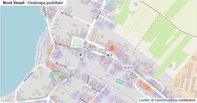 Nové Veselí - mapa podnikání