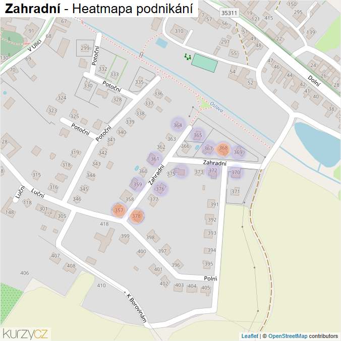 Mapa Zahradní - Firmy v ulici.