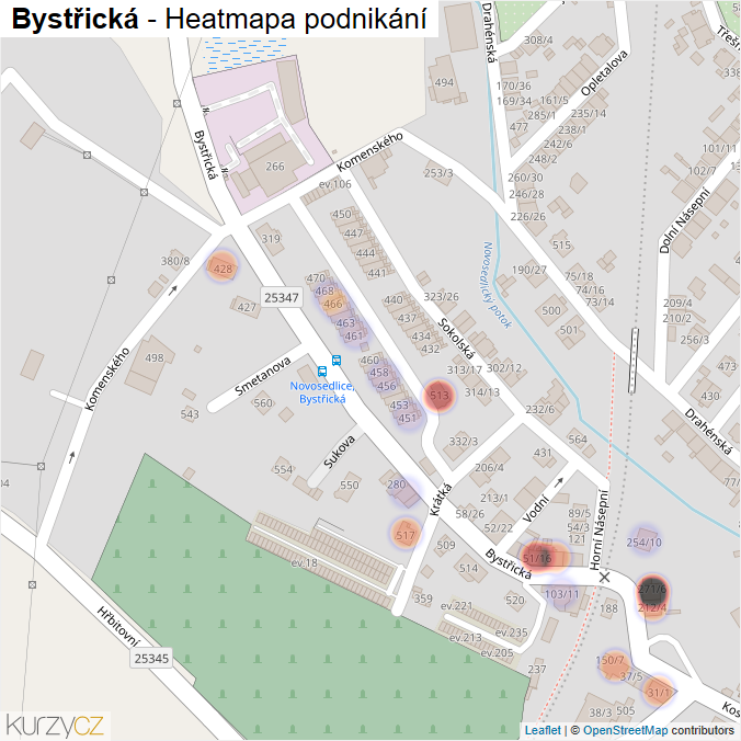 Mapa Bystřická - Firmy v ulici.
