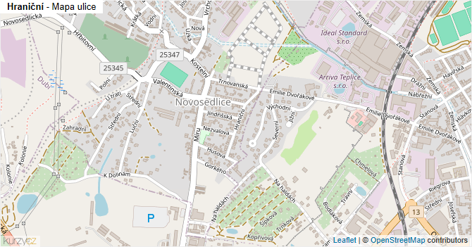 Hraniční - mapa ulice