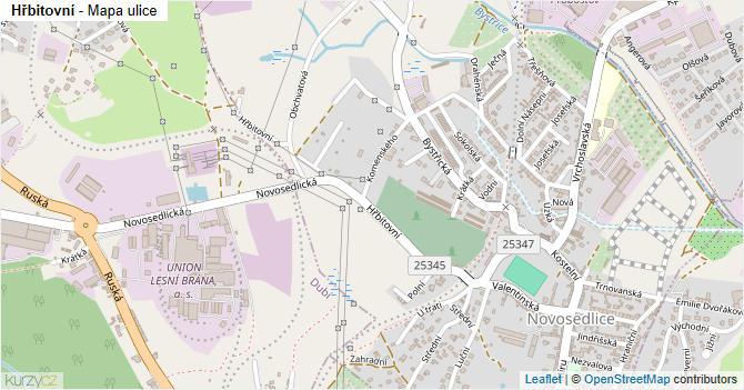 Hřbitovní - mapa ulice