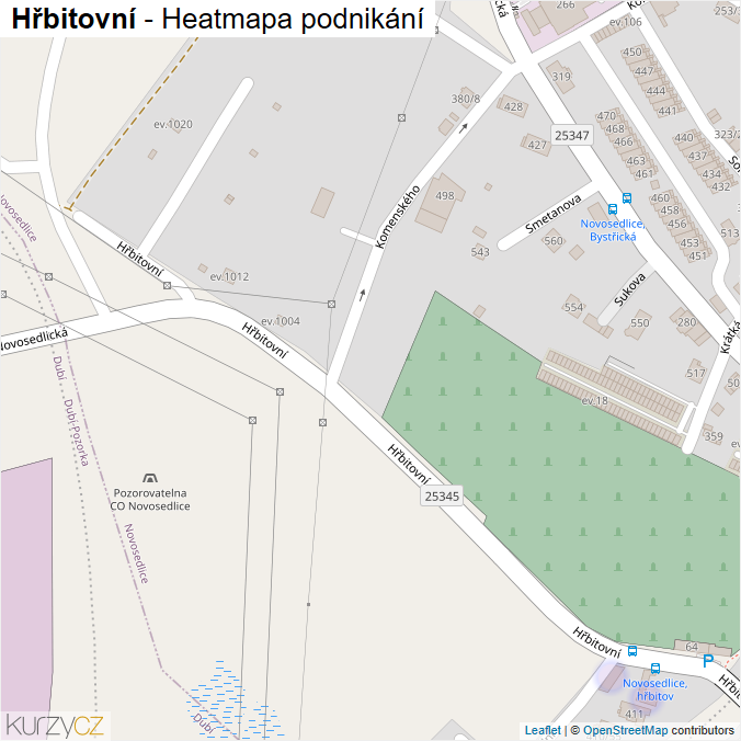 Mapa Hřbitovní - Firmy v ulici.