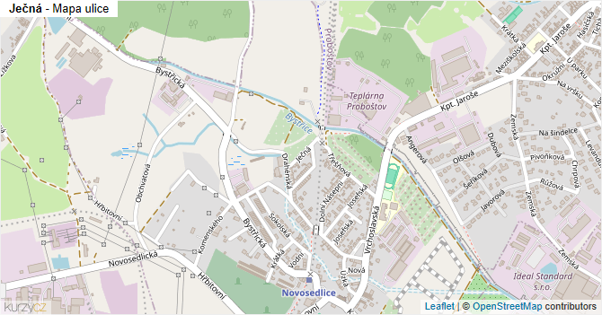 Ječná - mapa ulice