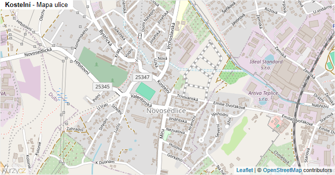 Kostelní - mapa ulice