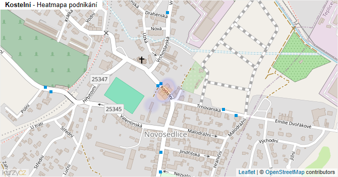 Kostelní - mapa podnikání
