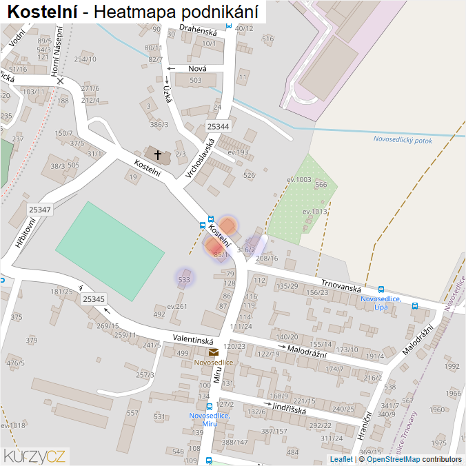 Mapa Kostelní - Firmy v ulici.