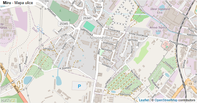 Míru - mapa ulice