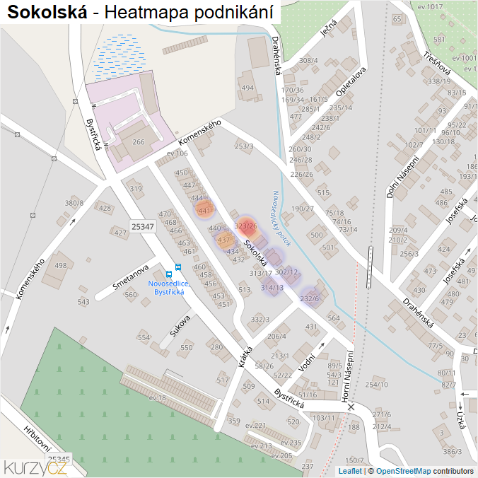 Mapa Sokolská - Firmy v ulici.