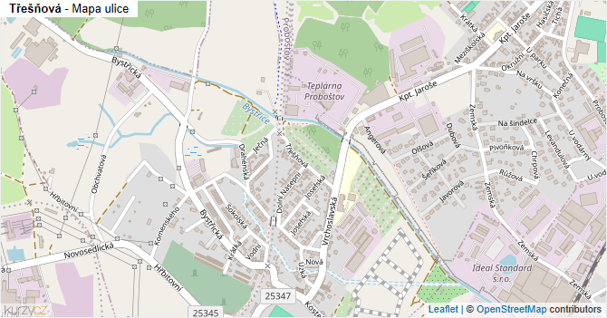 Třešňová - mapa ulice
