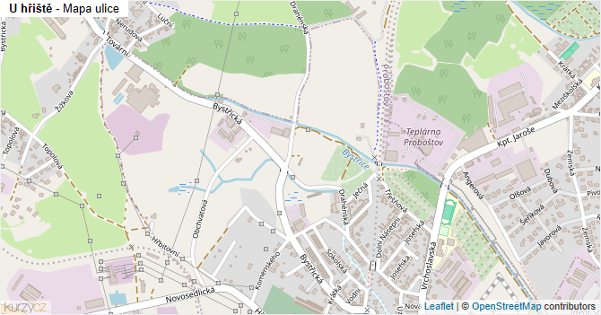 U hřiště - mapa ulice