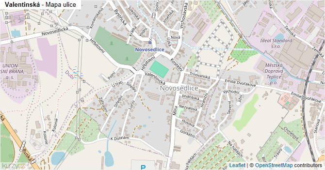 Valentinská - mapa ulice