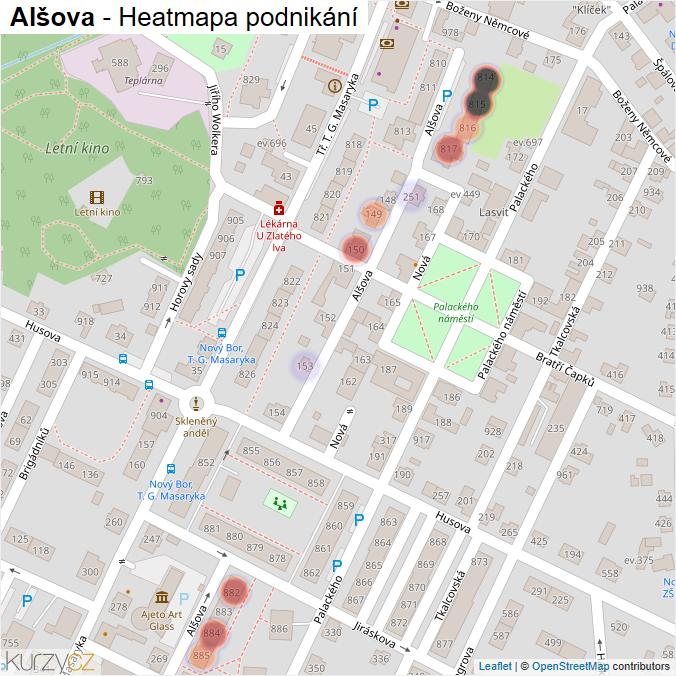 Mapa Alšova - Firmy v ulici.