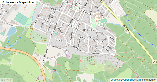 Arbesova - mapa ulice