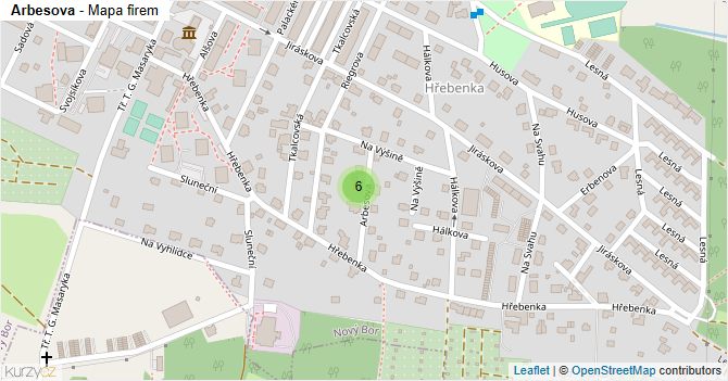 Arbesova - mapa firem