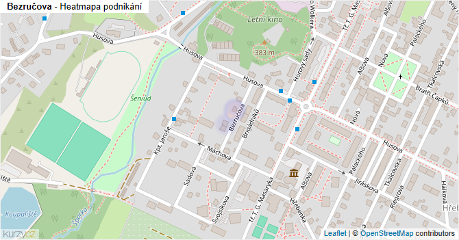 Bezručova - mapa podnikání