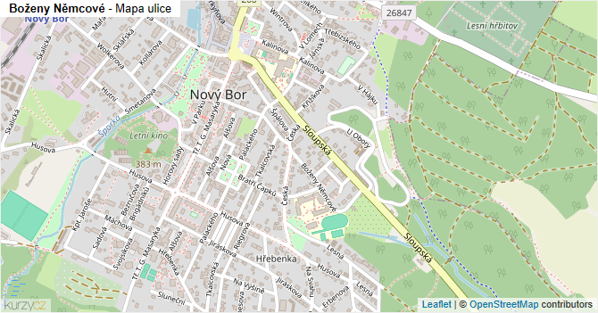 Boženy Němcové - mapa ulice