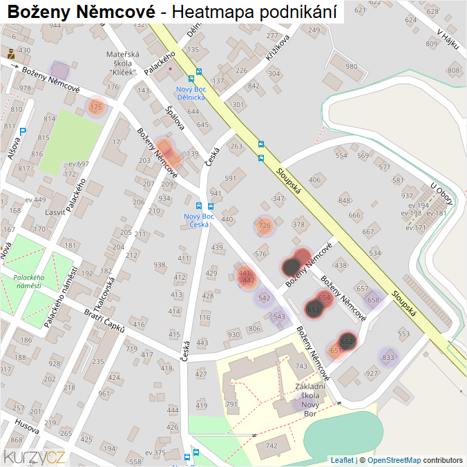 Mapa Boženy Němcové - Firmy v ulici.