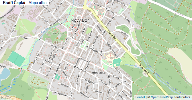 Bratří Čapků - mapa ulice