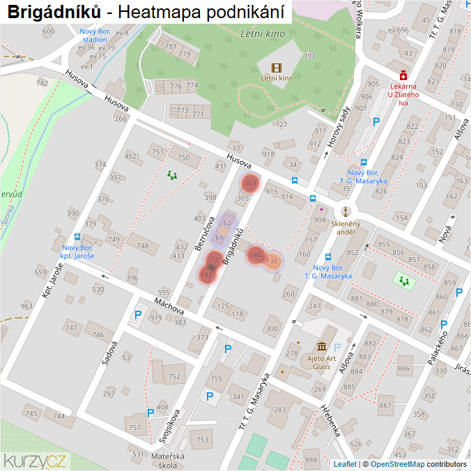 Mapa Brigádníků - Firmy v ulici.
