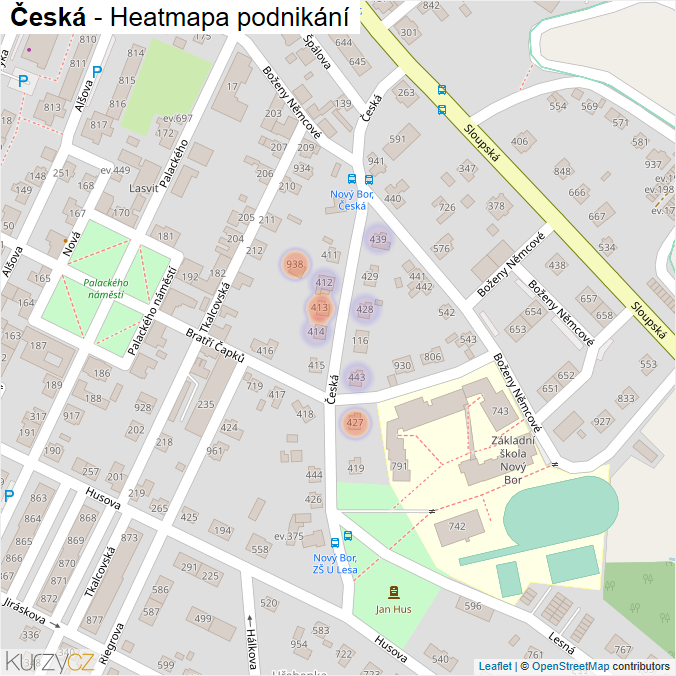 Mapa Česká - Firmy v ulici.