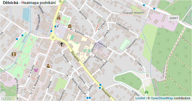 Dělnická - mapa podnikání