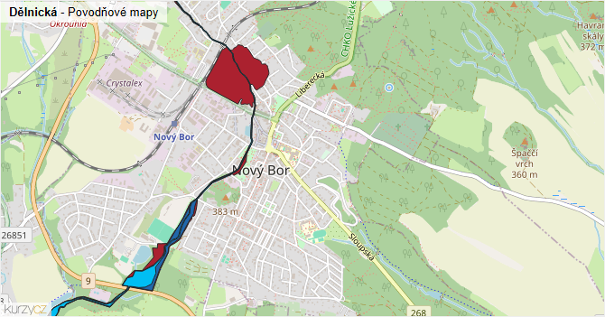 Dělnická - záplavové mapy stoleté vody