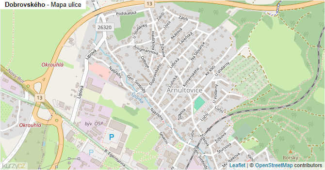 Dobrovského - mapa ulice