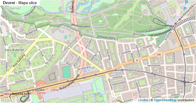 Dvorní - mapa ulice