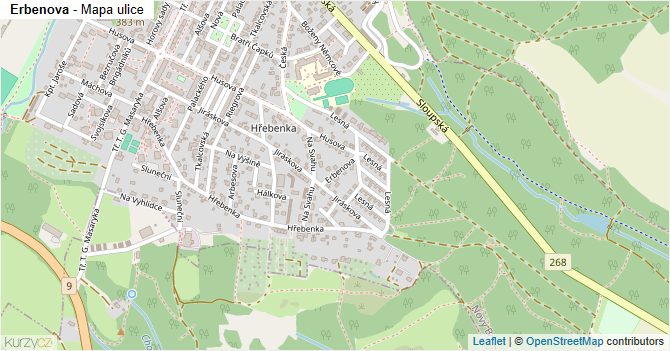 Erbenova - mapa ulice