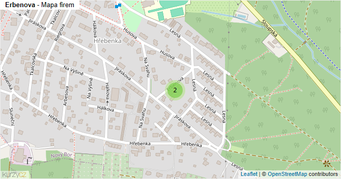 Erbenova - mapa firem