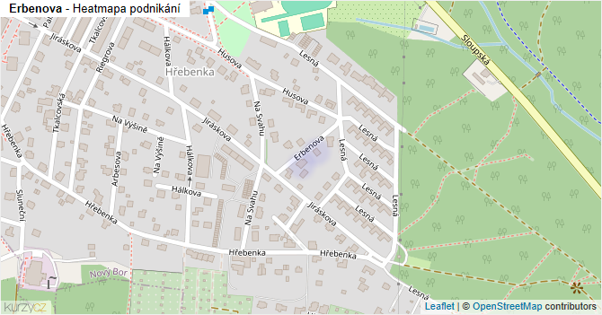 Erbenova - mapa podnikání