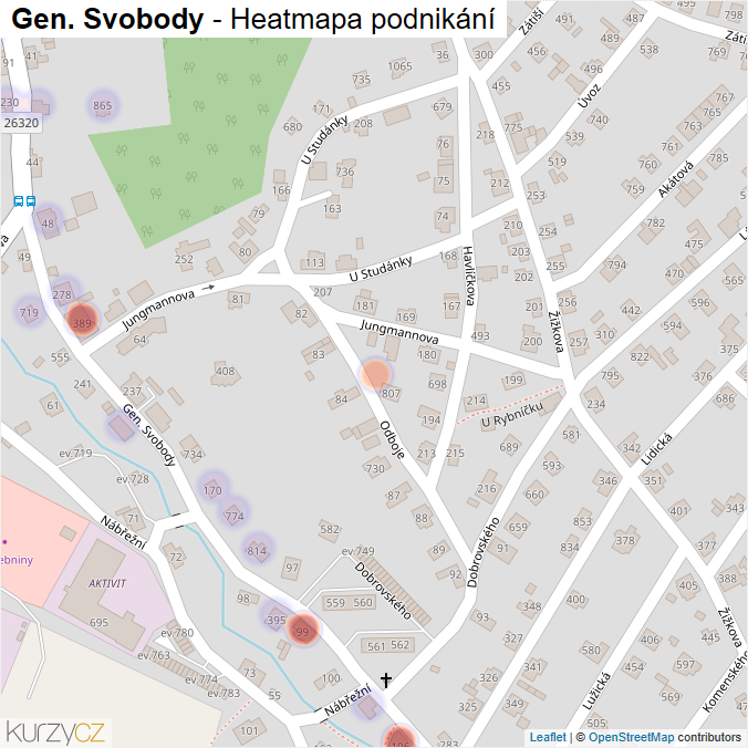 Mapa Gen. Svobody - Firmy v ulici.