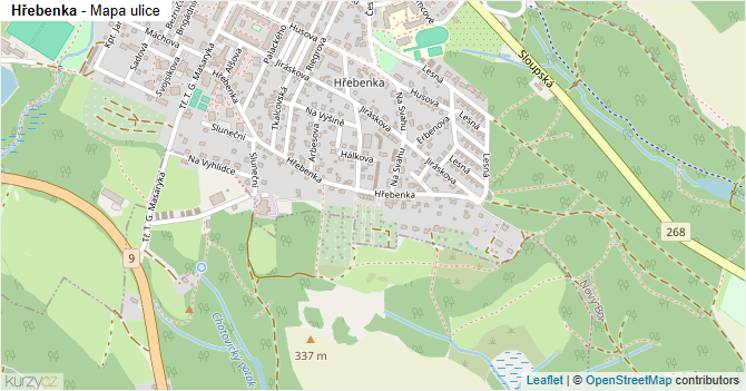 Hřebenka - mapa ulice