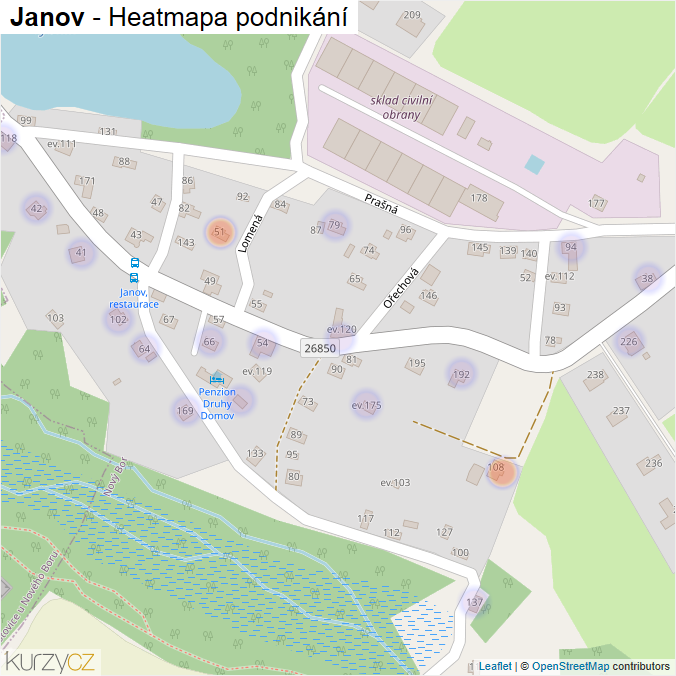 Mapa Janov - Firmy v části obce.