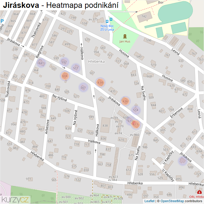 Mapa Jiráskova - Firmy v ulici.