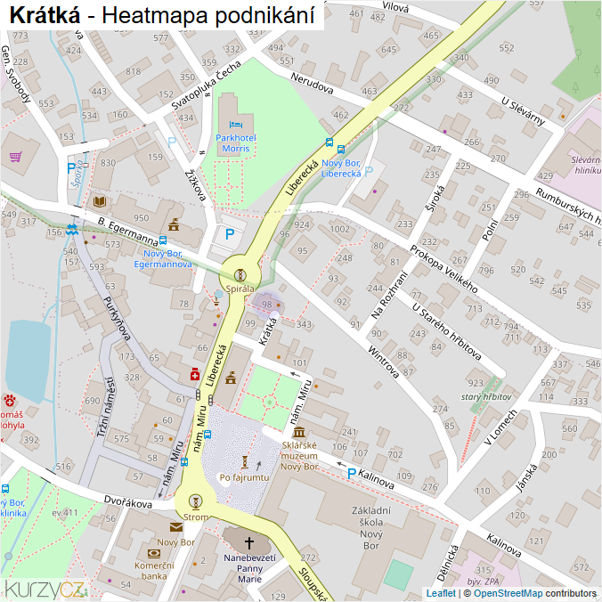 Mapa Krátká - Firmy v ulici.