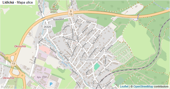 Lidická - mapa ulice