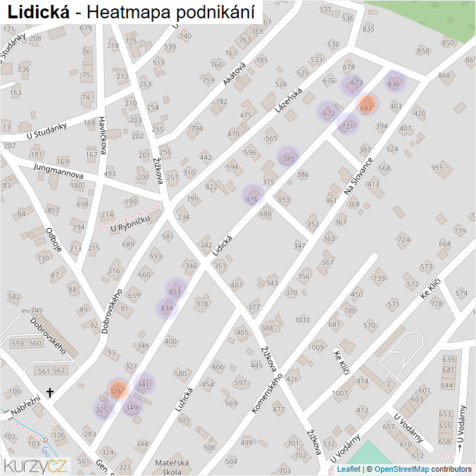 Mapa Lidická - Firmy v ulici.
