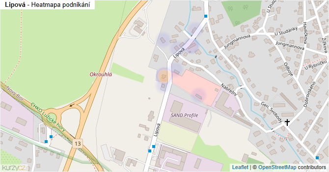 Lipová - mapa podnikání