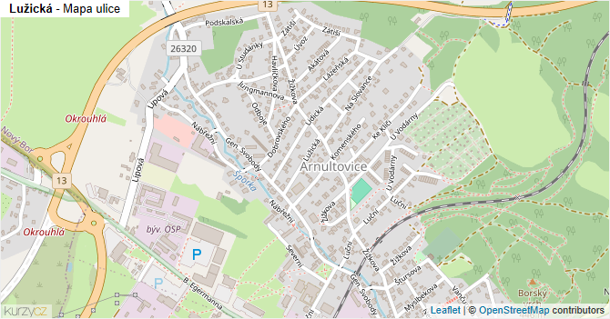 Lužická - mapa ulice
