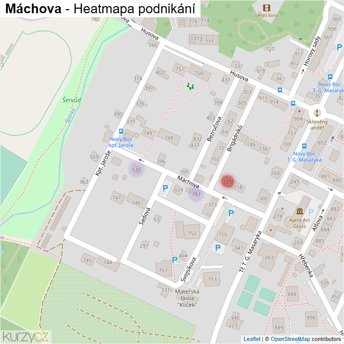 Mapa Máchova - Firmy v ulici.