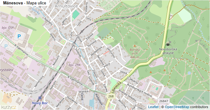 Mánesova - mapa ulice