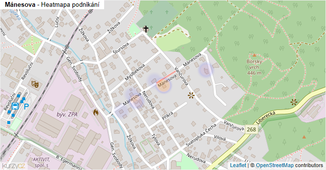 Mánesova - mapa podnikání
