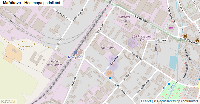 Mařákova - mapa podnikání