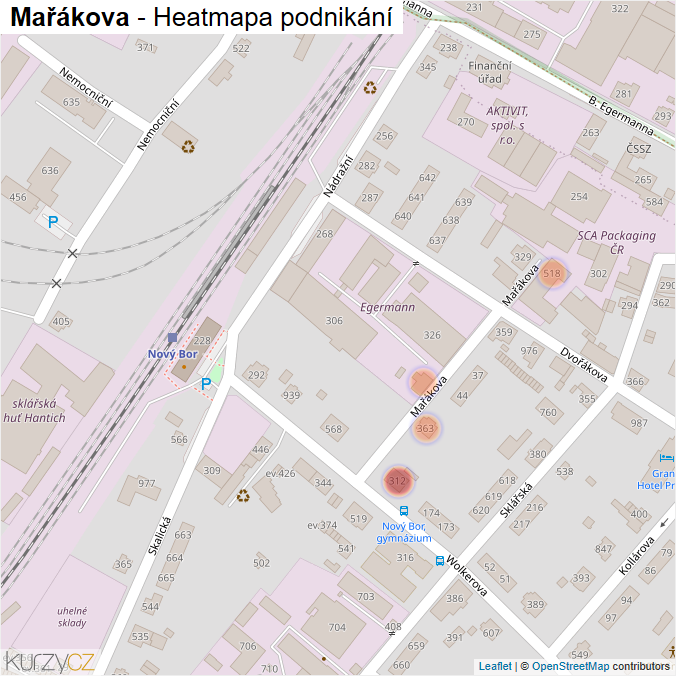 Mapa Mařákova - Firmy v ulici.