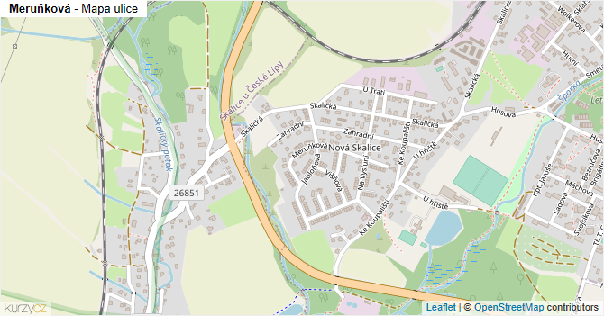 Meruňková - mapa ulice