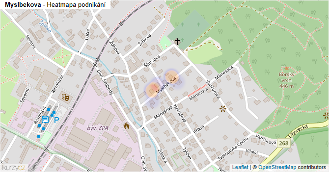 Myslbekova - mapa podnikání