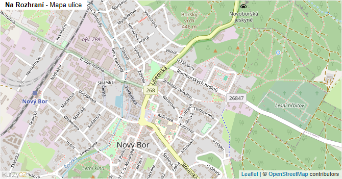 Na Rozhraní - mapa ulice