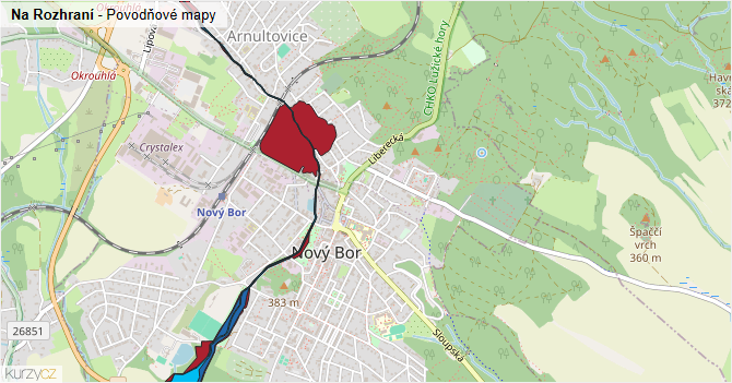 Na Rozhraní - záplavové mapy stoleté vody