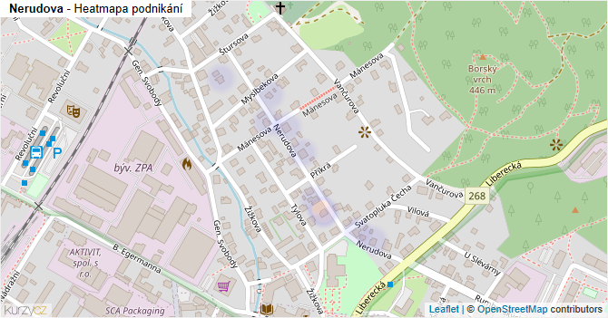 Nerudova - mapa podnikání